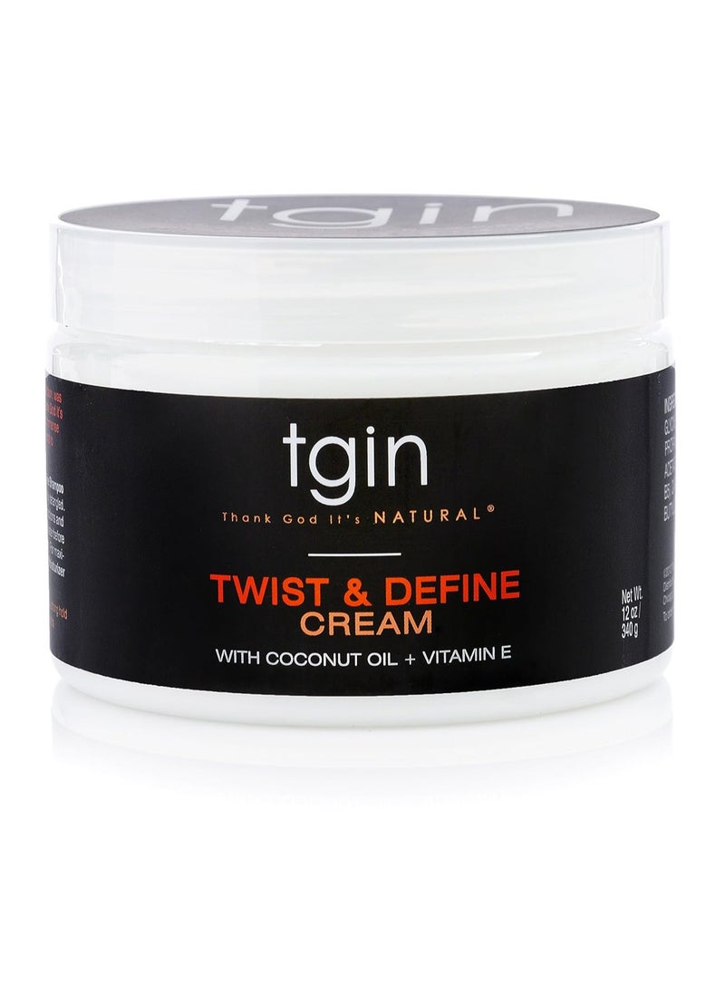Thank God It's Natural tgin Twist and Define Cream, Hair Styling Cream - 12 Oz, Curly Hair - Paraben Free
