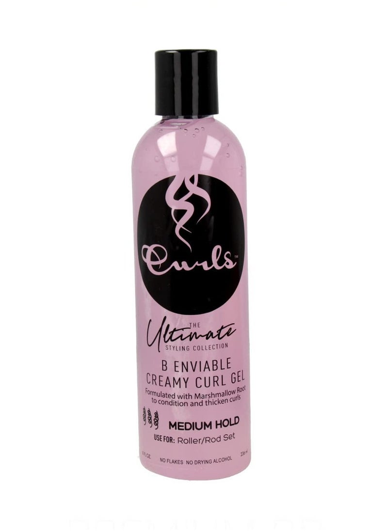 Curls The Ultimate Styling Collection B Enviable Creamy Curl Gel (Medium Hold), 8 Ounces, PINK