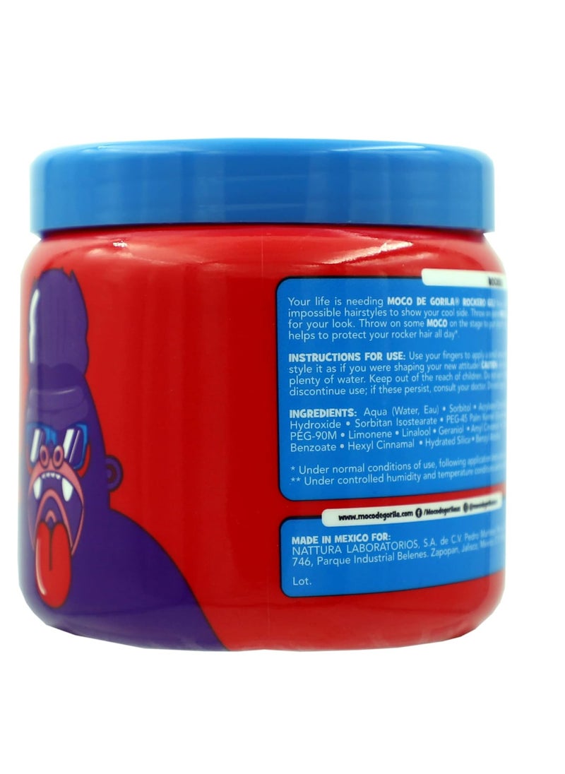 Moco de Gorila Rockero Hair Gel Jar, Long Lasting, Strong Hold Hair Styling Gel, Yellow, Lavender, 3-Pack of 9.52 Oz Each, 3 Jars