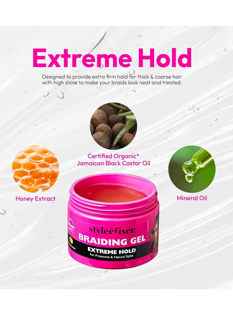 Red by Kiss Braiding Gel Extreme Hold Styler Fixer for Box Braids & Cornrows, Hydrating, Conditioning, Long-Lasting Frizz Control, 4C Moisturizing, Nourishing High Shine (6 fl. oz.)