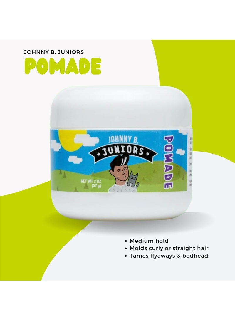 JOHNNY B. Juniors Hair Styling Pomade 2 oz. Jar Curly or Straight Hair for Kids