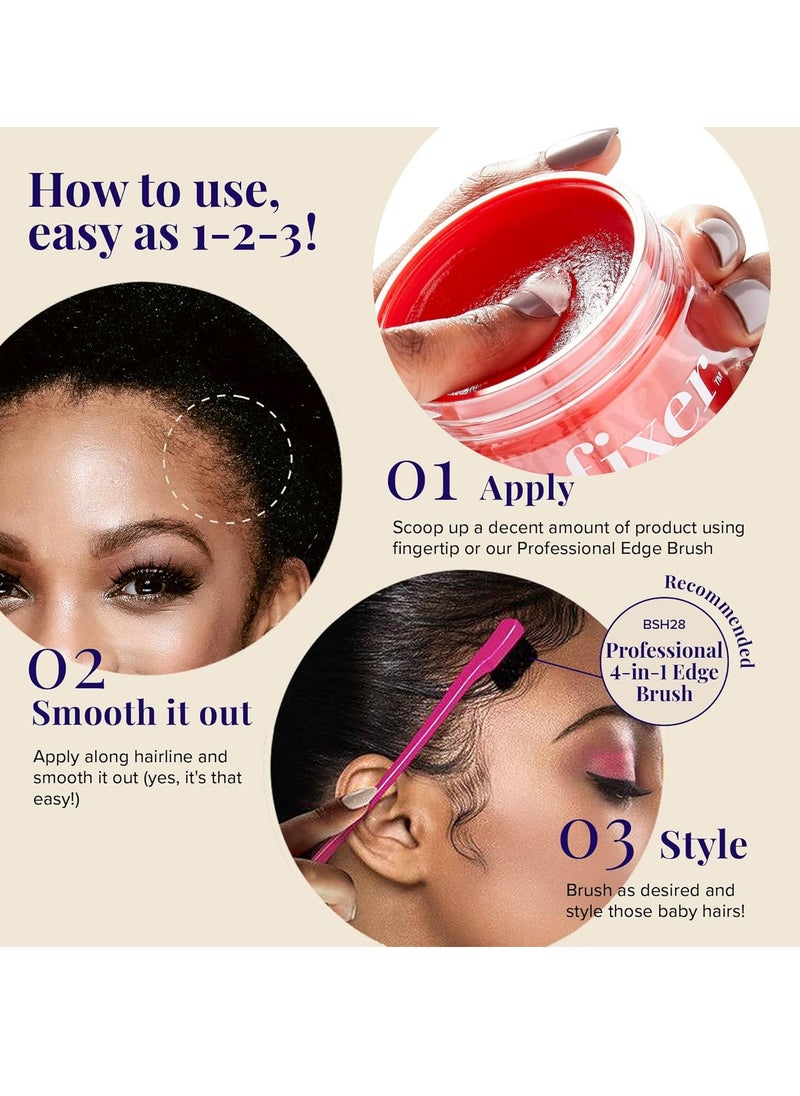 Red by Kiss Edge Fixer Hair Shine Gel, 24 Hour Max Hold, Non-Flaking, Biotin B7 Infused, Natural Styling, Professional Edge Control Wax, Perfect for Braiding (Strawberry Acai)