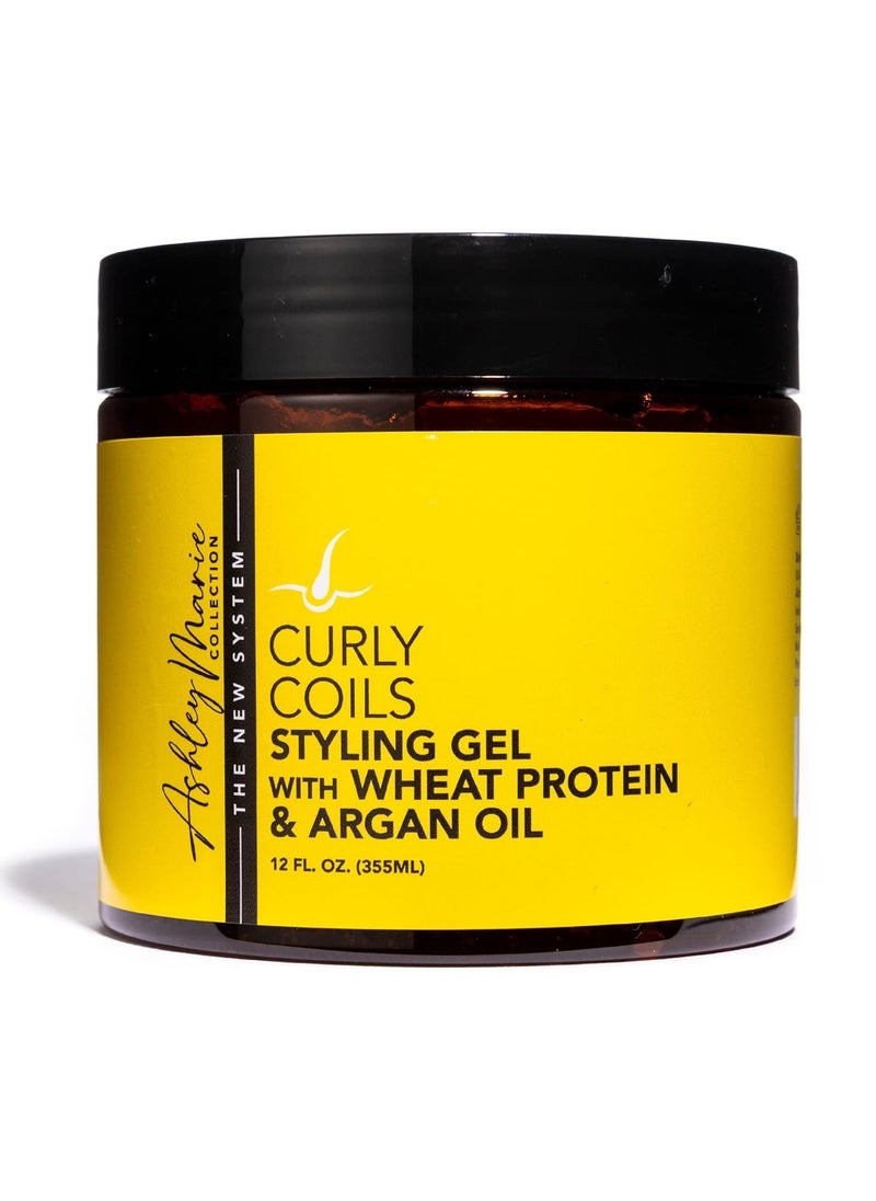 The Hair Diagram - Ashley Marie Curly Coils Styling Gel with Wheat Protein & Argan Oil - Nourishing Natural Ingredients - Moisturizing Gel For Curly Hair - Color Safe - Paraben & Sulfate Free - 12oz