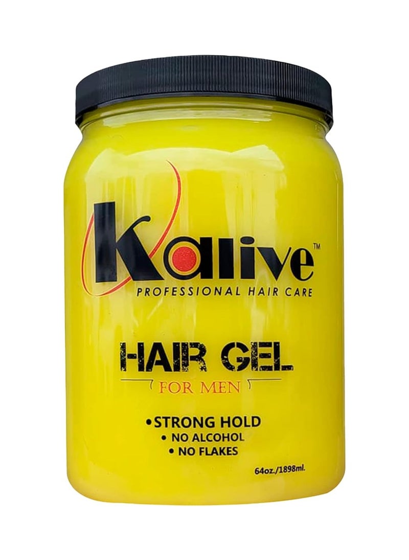 KALIVE Men's Hair Styling Gel 64 oz, Strong-Hold and Light Shine all day, Mens Hair Product fresh scent No Flaking or Alcohol