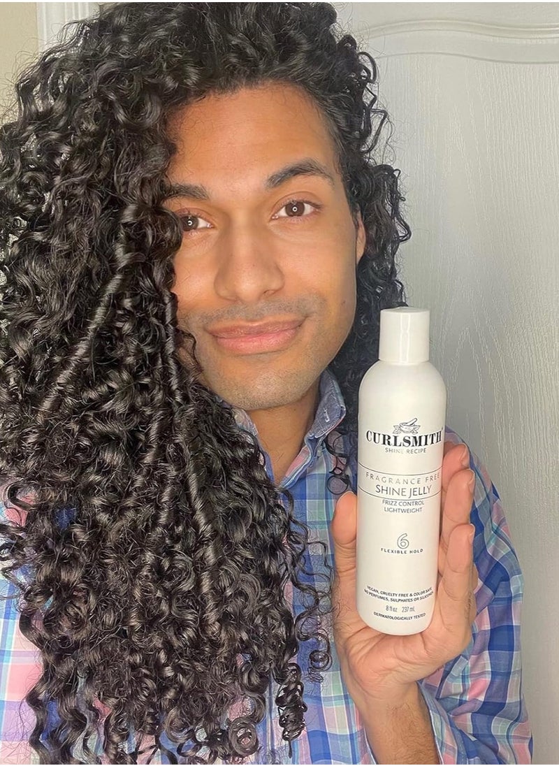 CURLSMITH - Shine Jelly, Light Hold Styling Gel with Frizz Protection, Sensitive, Fragrance Free, For All Curl and Hair Types, Vegan (8 fl oz)