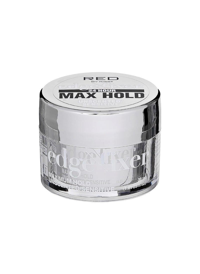 Red by Kiss Edge Fixer 24 Hour Maximum Hold Edge Wax No Flaking Biotin B7 Infused Hair Gel 1.01 fl.oz (Unscented)