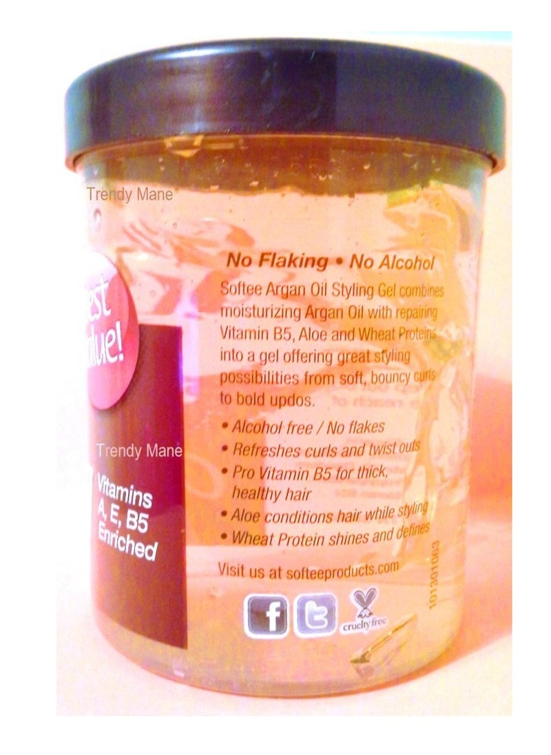 Softee argan oil styling gel 8 ounce, Yellow, 8 Ounce