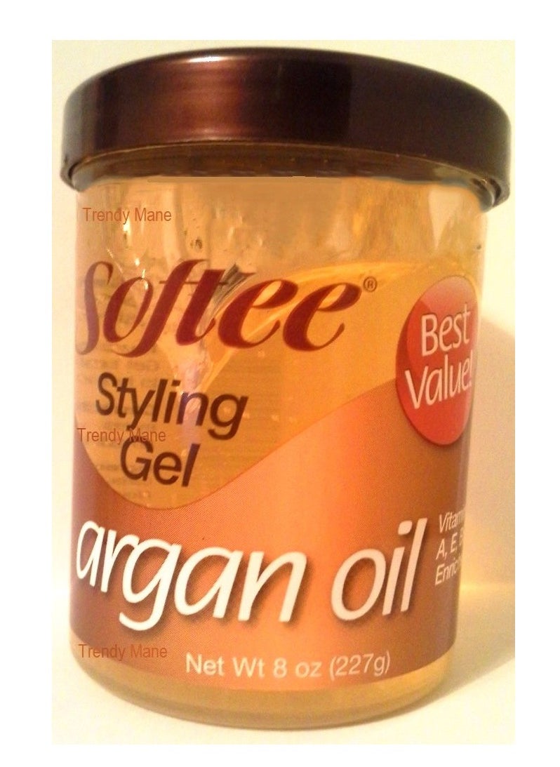 Softee argan oil styling gel 8 ounce, Yellow, 8 Ounce