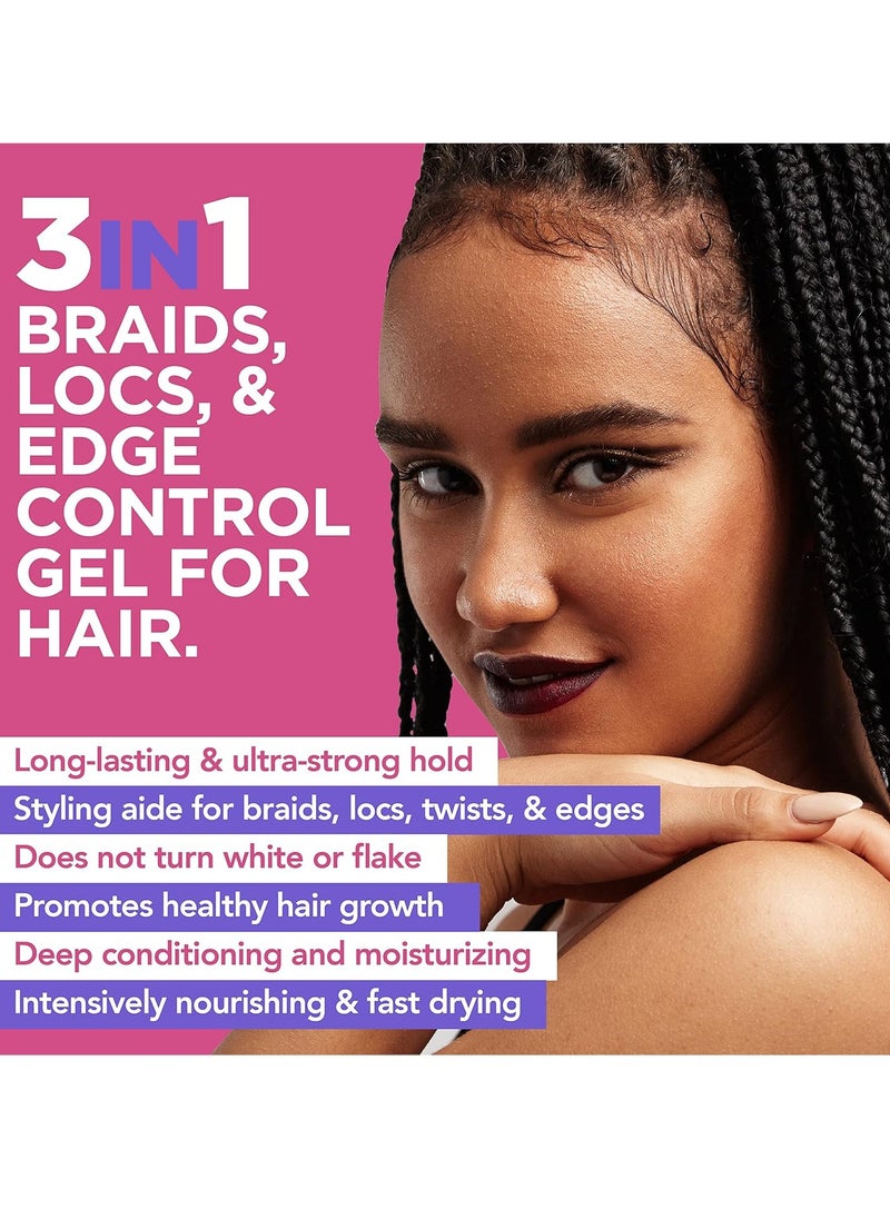 ESHA Slick N Slay Braiding Gel – 3-in-1 Braid and Edge Ultra Extreme Hold for Hair Hydrating Conditioning Shining Fast Dry Locking Locs, Twists, Braids (APPLE, 1 oz.)