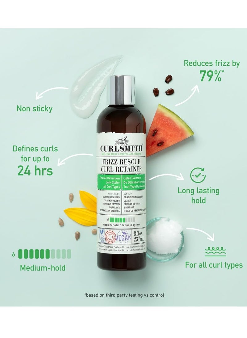 CURLSMITH - Frizz Rescue Curl Retainer, Jelly Hair Styler, Non-Sticky, Frizz Control, Humidity Protection, For All Curl Types, Vegan, 237ml/8 fl oz
