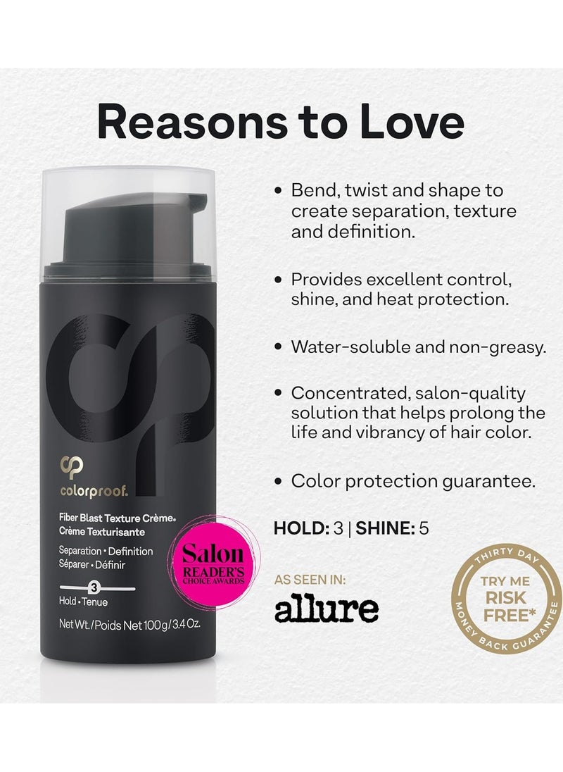 Colorproof Fiber Blast Texture Crème 3.4 Fl. Oz. Hydrating, Non-Greasy Hair Texture Cream with Lychee & Melon Scent, Travel Size Styling Cream