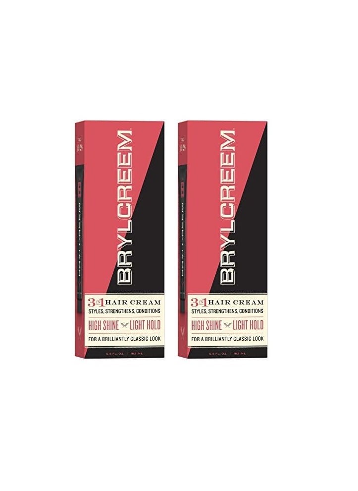 Brylcreem 3-in-1 Original High Shine Men's Hair Cream for Styling, Strengthening, and Conditioning, Alcohol-Free, 5.5 Ounce (Pack of 2)