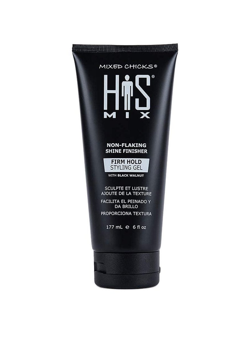 Mixed Chicks HIS MIX Shine Finisher Firm Hold Hair Styling Gel for Men, 6 fl. oz. / 177 ml.