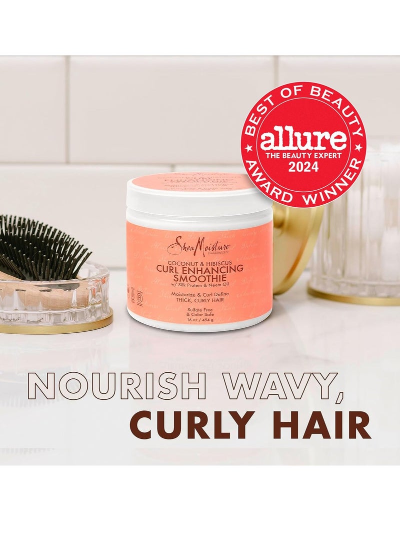 SheaMoisture Curly Hair Care Bundle – Coconut & Hibiscus Curl Enhancing Smoothie & Jamaican Black Castor Oil Strengthen & Restore Leave-In Conditioner, Curl Cream, Frizz Control 2 Piece Set