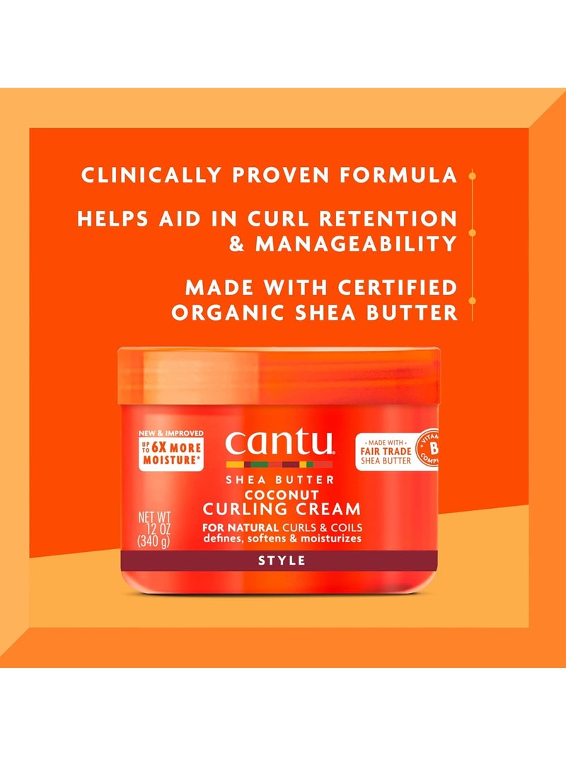 Cantu Coconut Curling Cream for Natural Hair 12 oz (Pack of 2) & Leave-In Conditioning Repair Cream with Argan Oil 16 oz Bundle 12 oz (Pack of 2) & 16 oz Bundle