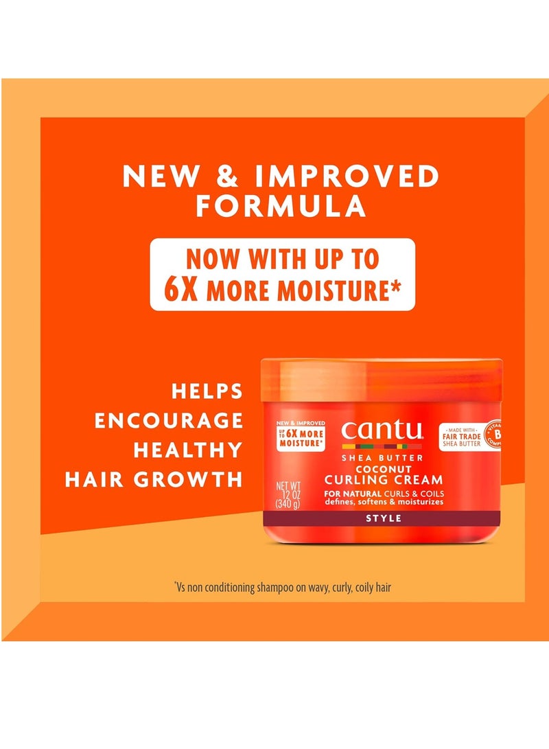 Cantu Coconut Curling Cream for Natural Hair 12 oz (Pack of 2) & Leave-In Conditioning Repair Cream with Argan Oil 16 oz Bundle 12 oz (Pack of 2) & 16 oz Bundle