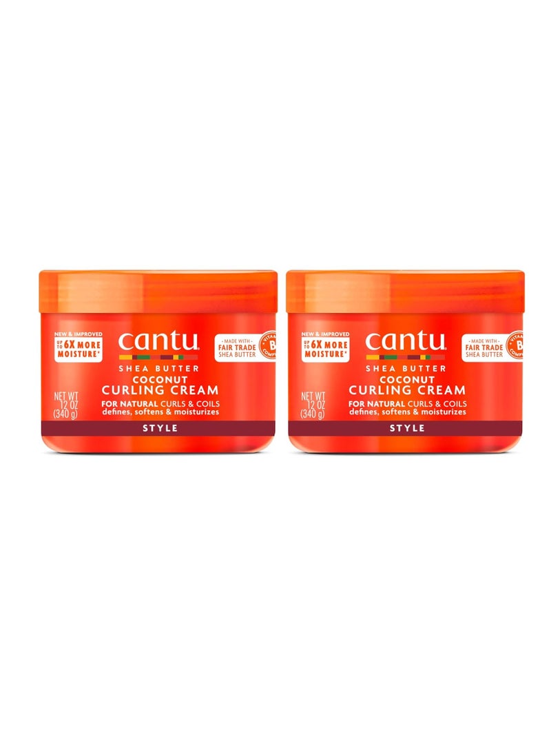Cantu Coconut Curling Cream for Natural Hair 12 oz (Pack of 2) & Leave-In Conditioning Repair Cream with Argan Oil 16 oz Bundle 12 oz (Pack of 2) & 16 oz Bundle