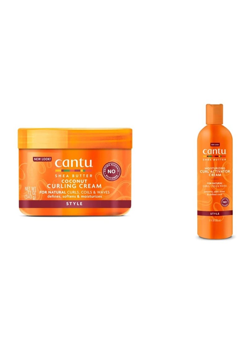 Cantu Moisturizing Curl Activator, 12 fl oz & Coconut Curling Cream with Shea Butter for Natural Hair (Packaging May Vary) 12 oz