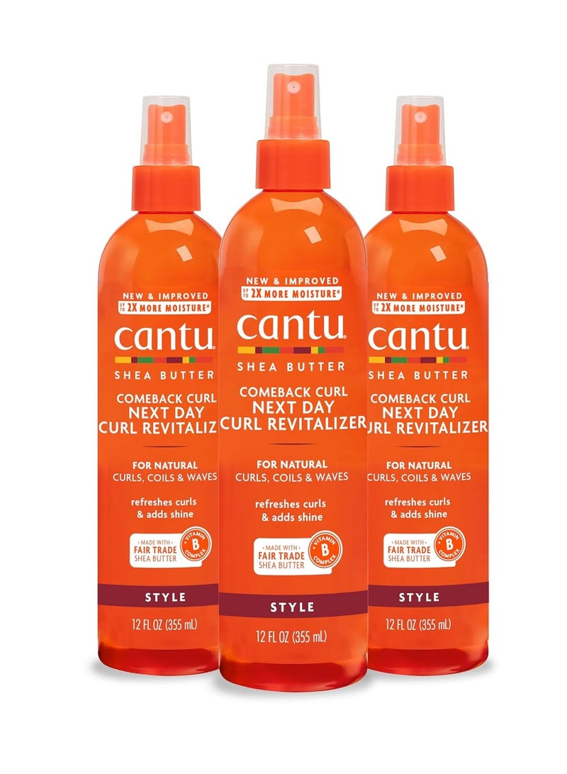 Cantu Comeback Curl Next Day Curl Revitalizer for Natural Hair with Pure Shea Butter  (Packaging May Vary) 12 fl oz (Pack of 3)