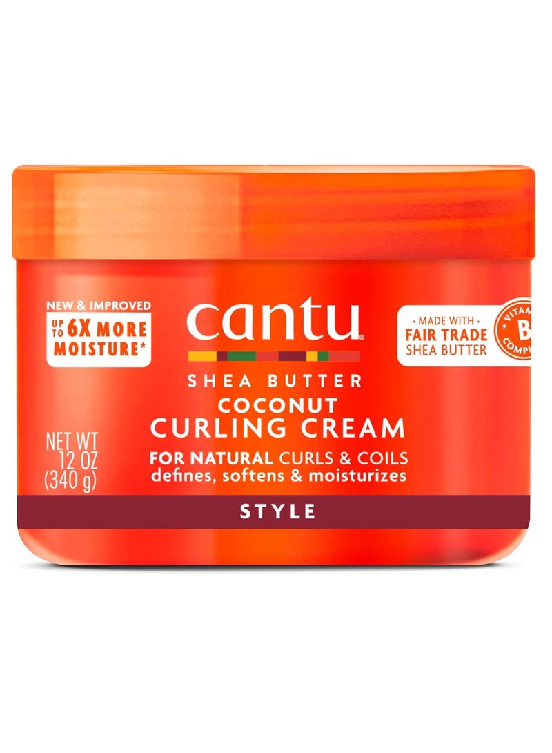 Cantu Coconut Curling Cream 12 oz & Grow Strong Strengthening Treatment 6 oz Bundle 6 Fluid Ounces, 12 Fluid Ounces