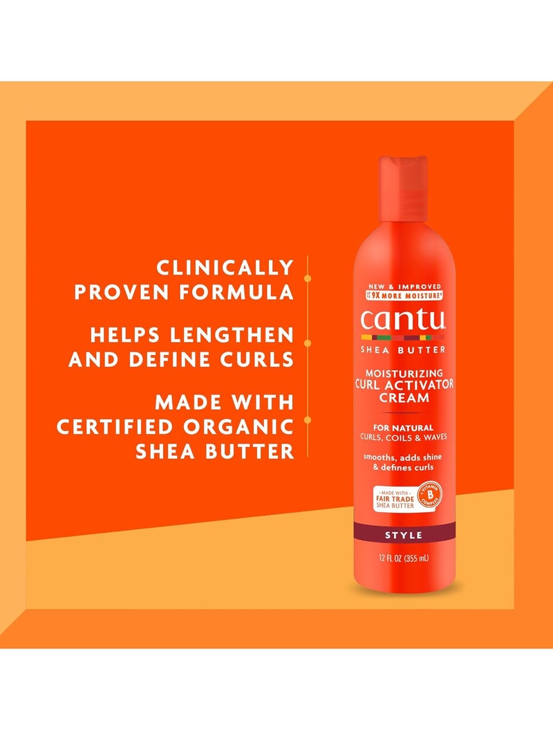 Cantu Moisturizing Curl Activator Cream 12 oz & Strengthening Treatment 6 oz Bundle for Natural Hair 12 fl oz and 6 oz