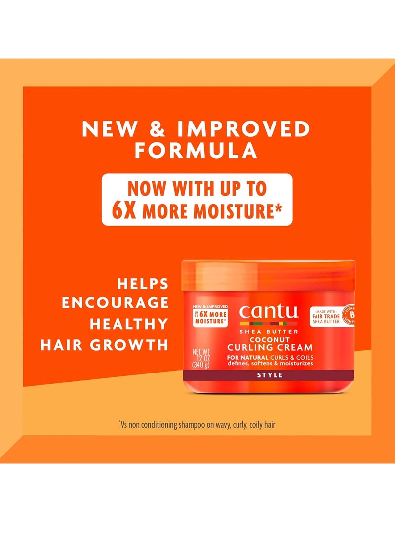 Cantu Coconut Curling Cream 12 oz & Coconut Oil Shine Mist 8 fl oz Bundle for Natural Hair 12 oz and 8 fl oz