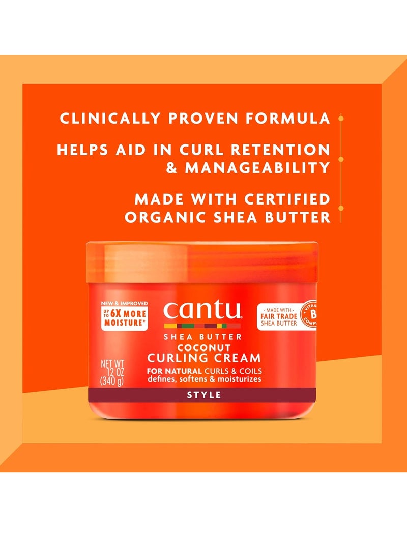 Cantu Coconut Curling Cream 12 oz & Coconut Oil Shine Mist 8 fl oz Bundle for Natural Hair 12 oz and 8 fl oz