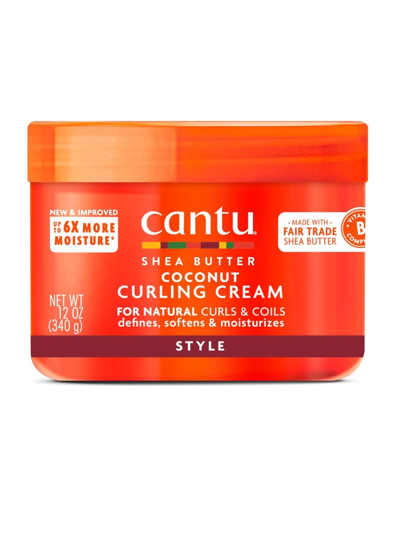 Cantu Coconut Curling Cream 12 oz & Coconut Oil Shine Mist 8 fl oz Bundle for Natural Hair 12 oz and 8 fl oz