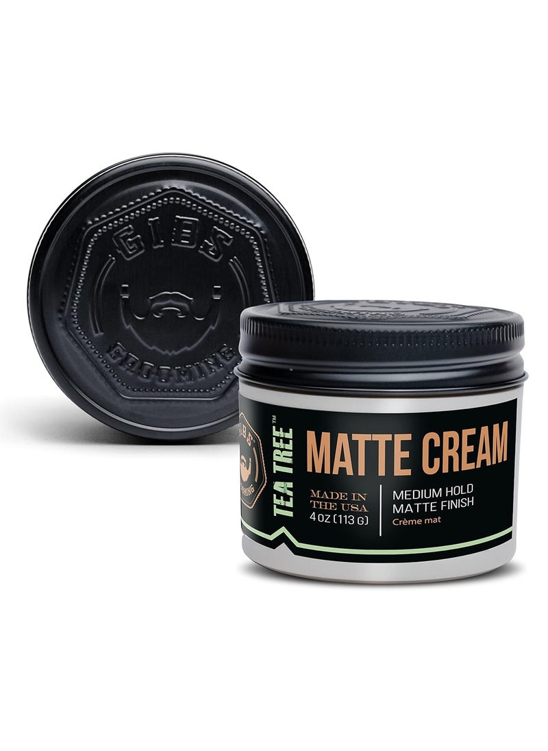 GIBS Tea Tree Matte Cream-Light/Medium Hold, Long Lasting Light Hold, Made in USA 4oz