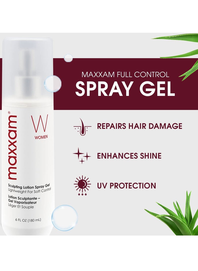 Maxxam Full Control Flexible Hold Sculpting Spray Gel with Moisturizers | UV Protection | Alcohol Free Formula 6 Fl Oz