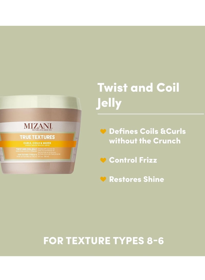 MIZANI True Textures Twist and Coil Paraben & Silicone-Free Jelly - Provides Touchable Texture With Coconut Oil, For Curly Hair