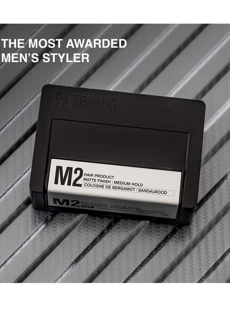 PATRICKS | M2 Matte Pomade | Medium Hold Hair Styling for Men | Normal to Thick Hair Control | Travel Size | 75g