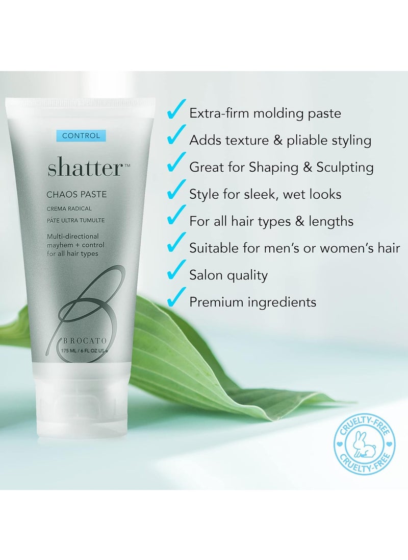 Brocato Shatter Chaos Hair Paste, 6 Oz | Molding Styling Gel for Men & Women with All Hair Types | Shaping & Sculpting Mousse for Salon Quality Hairdos | Apply to Wet, Dry or Heat Styled Hair