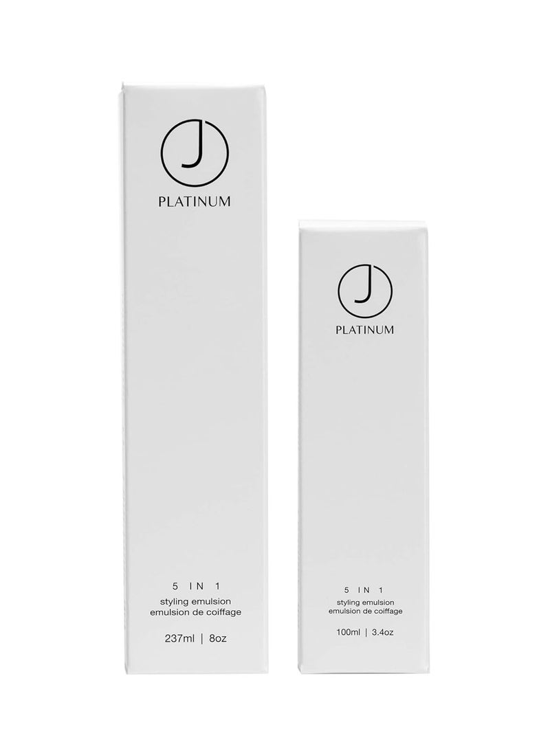 J Beverly Hills Platinum 5 In 1 Leave-in Styling Emulsion Cream with Argan Oil for Heat Protection, (3.4 Oz, 8 Oz)