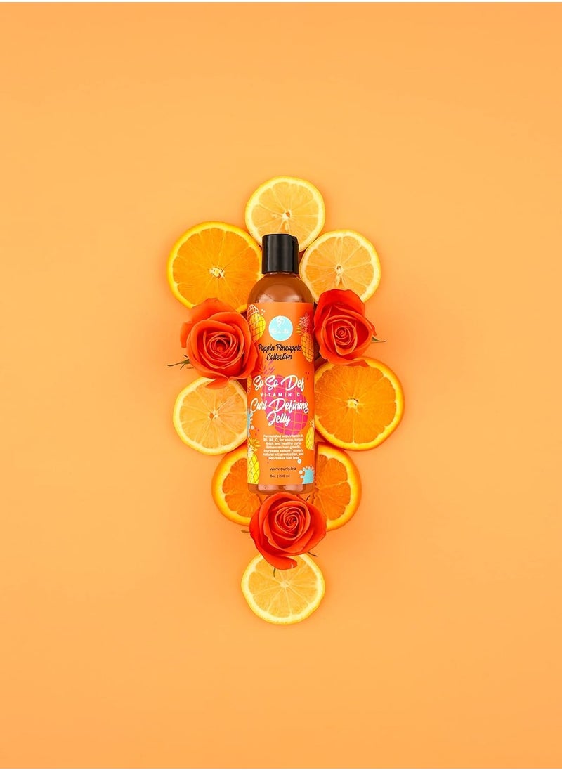 Curls Poppin Pineapple So So Def Vitamin C Defining Jelly - Shinier, Longer, Thicker, Healthier Hair - Hydrating and Frizz Free - All Curly Hair Types - 8 Oz