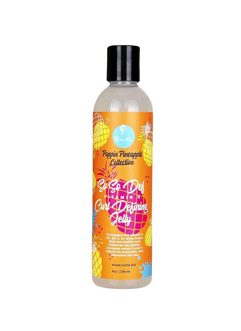 Curls Poppin Pineapple So So Def Vitamin C Defining Jelly - Shinier, Longer, Thicker, Healthier Hair - Hydrating and Frizz Free - All Curly Hair Types - 8 Oz