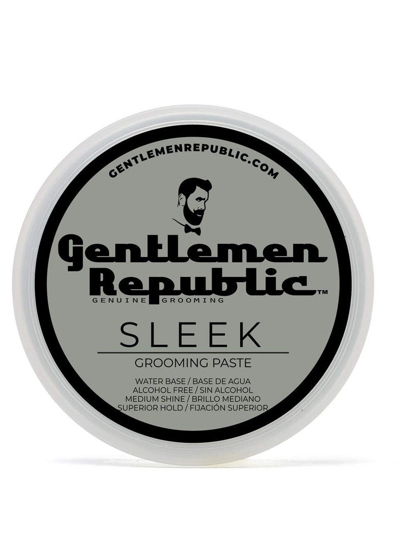 Gentlemen Republic 4oz Sleek Paste - Professional Water-Based Formula for Lightweight Strong Hold and Volume - Alcohol-Free, Fresh Scent - Made in USA