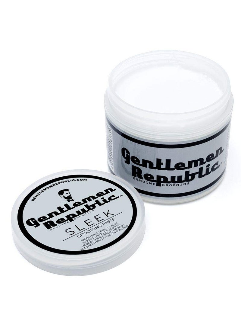 Gentlemen Republic 4oz Sleek Paste - Professional Water-Based Formula for Lightweight Strong Hold and Volume - Alcohol-Free, Fresh Scent - Made in USA