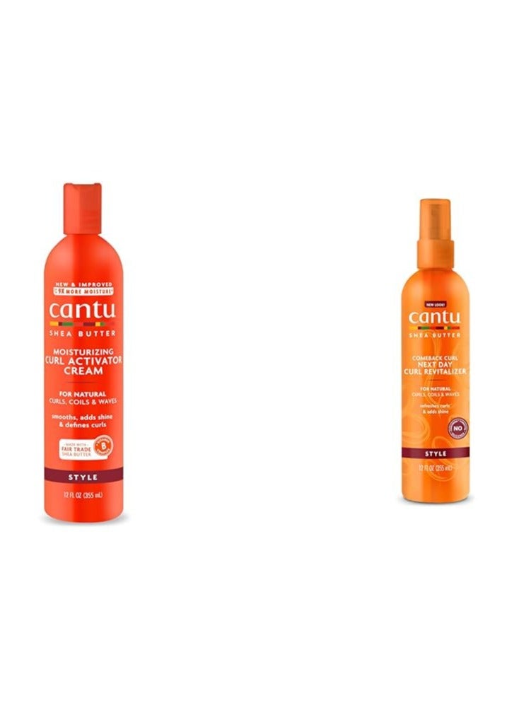 Moisturizing Curl Activator Cream 12 fl oz & Comeback Curl Revitalizer Mist Bundle for Natural Hair 12 fl oz (Pack of 2)