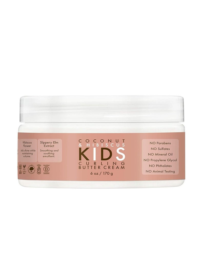 Curling Cream for Curl Definition Coconut & Hibiscus Curl and Detangle Kids Hair 6 oz and Baby Wash & Shampoo Raw Shea Chamomile & Argan Oil 6 fl oz and 13 fl oz