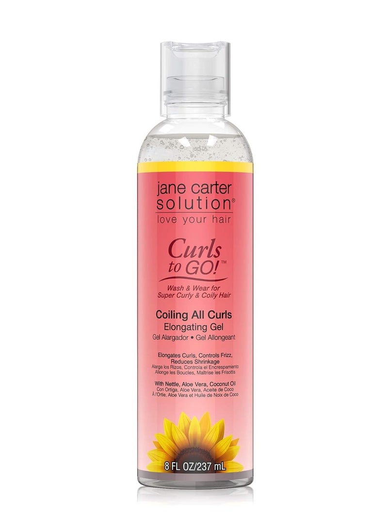 JANE CARTER SOLUTION Curls to Go Coiling all Curls Elongating Gel (8oz) - Moisturizing, Reduce Frizz
