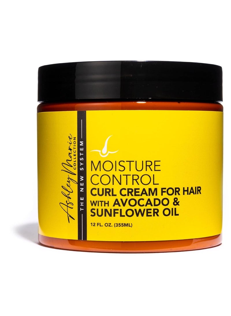 The Hair Diagram - Ashley Marie Moisture Control Curl Cream with Avocado & Sunflower Oil - Natural Ingredients - Anti Frizz Curly Hair Styling Cream - Color Safe - Paraben & Sulfate Free - 12oz