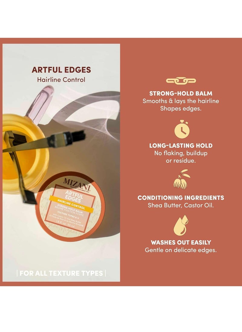 MIZANI Artful Edges Edge Control Gel - Flake-Free With No Buildup, Keeps Sleek Styles in Place and Strong Hold, With Castor Oil & Shea Butter