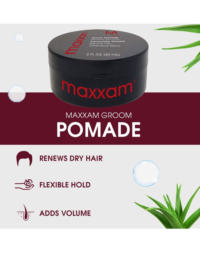 HAIR CLUB Maxxam Groom Pomade for Men | Flexible, Pliable Hold | Styling Control | Texturizing | Adds Volume and Dimension 2 Fl Oz