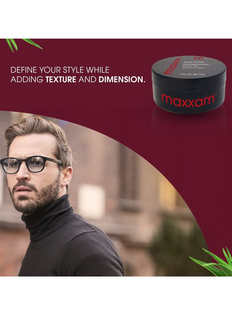 HAIR CLUB Maxxam Groom Pomade for Men | Flexible, Pliable Hold | Styling Control | Texturizing | Adds Volume and Dimension 2 Fl Oz