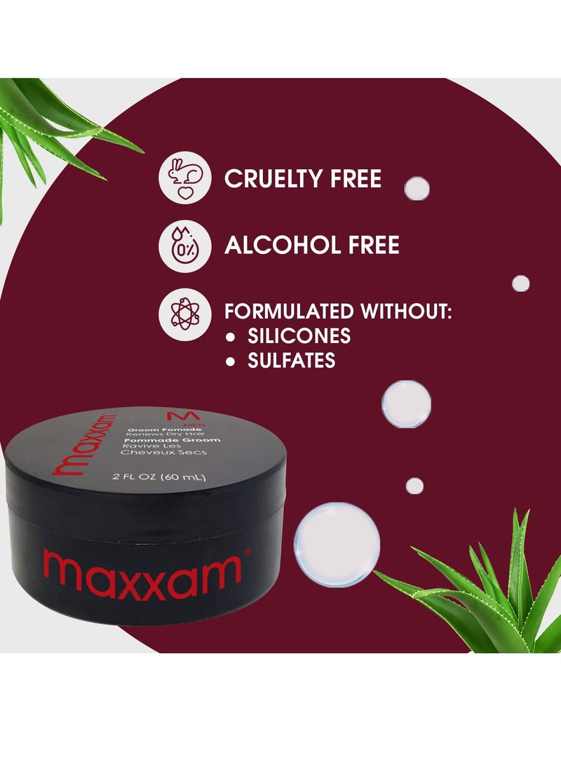 HAIR CLUB Maxxam Groom Pomade for Men | Flexible, Pliable Hold | Styling Control | Texturizing | Adds Volume and Dimension 2 Fl Oz