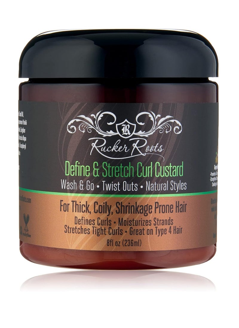 Rucker Roots Define & Stretch Curl Custard |For Thick, Coily, Shrinkage Prone Hair| Wash & Go| Twist Outs| Natural Styles|Defines Curls| Moisturizes Strands| Stretches Tight Curls