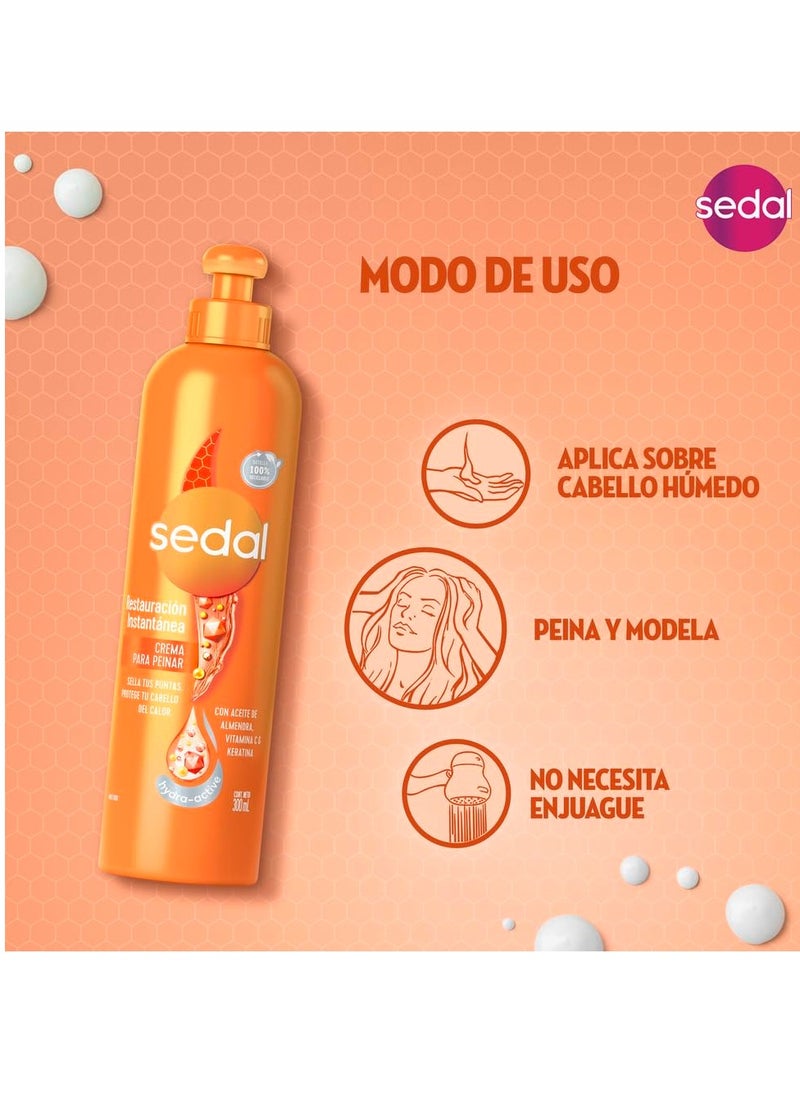 Sedal S.O.S. Reconstruccion Estructural Con Bio Keratina Crema Para Peinar (Styling Hair Cream Structural Reconstruction) 300 ml