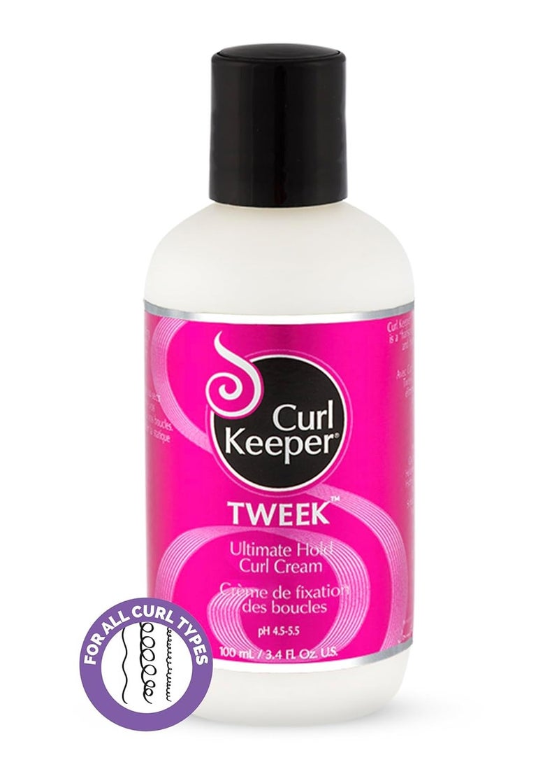 Curl Keeper Ultimate Hold Curl Cream - Defining and Styling Cream for Curly, Wavy Hair - All Curl Types, Tweek (3.4 Fl Oz)