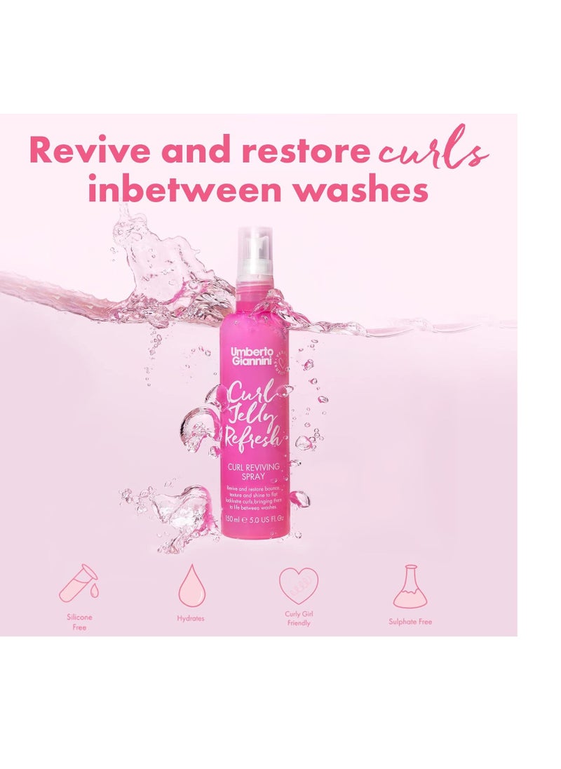 Umberto Giannini Curl Jelly Refresh - 5 fl Oz Vegan & Cruelty Free Refreshing Spray for Zero Frizz, Defined Curls - Moisturising for Curly, Wavy Hair Styling